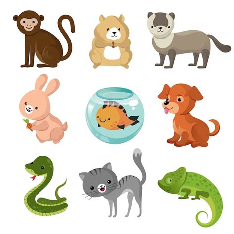 Colección De Vectores De Mascotas Lindas De Dibujos Animados Vector