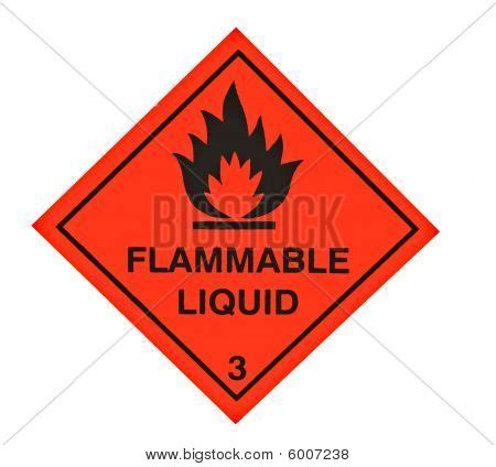A Red Diamond Shaped Sign Warning Of Flammable Liquid Poster