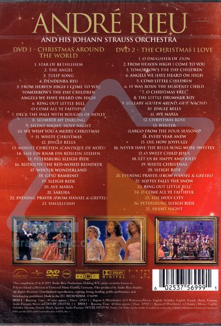 Andre Rieu Christmas Around The World And Christmas I Love 2 Dvd Musicland Chile