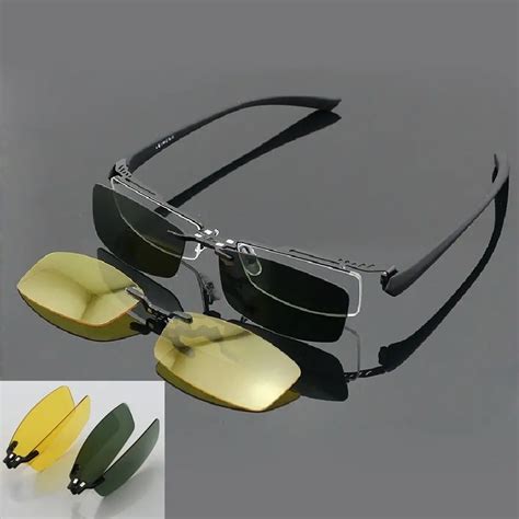 Magnetic Polarized Clip On Half Rim Eyeglasses Frame Night Driving Sunglasses Rx