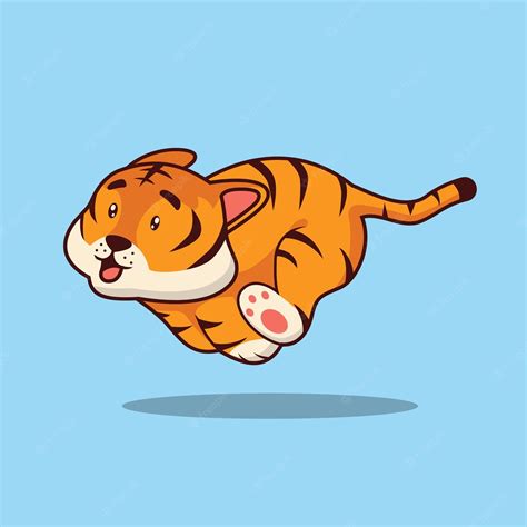Premium Vector Cute Tiger Running Cartoon Illustration