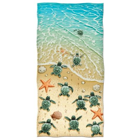Dawhud Direct Turtles On The Beach Cotton Beach Towel Cute Beach