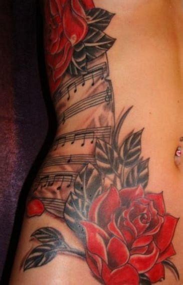A tattoo that depicts the picture of long pieces of musical notes surrounded with classy red roses is an excellent and great idea for music tattoos. The 31 best Rose And Music Note Tattoo images on Pinterest ...