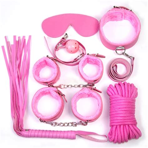 Buy 7ps Set Pink Adult Sexy Bed Bondage Restraint Kit Beginner Fetish Sandm