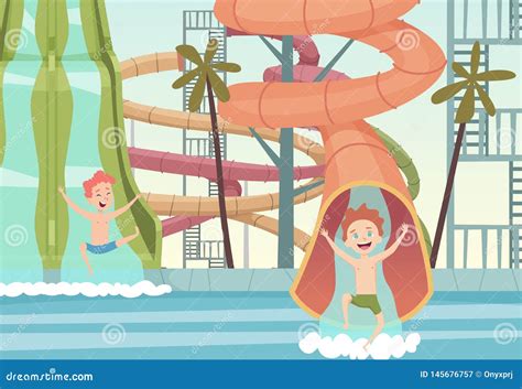 Water Park Games Funny Attractions For Kids Swimming Jumping And