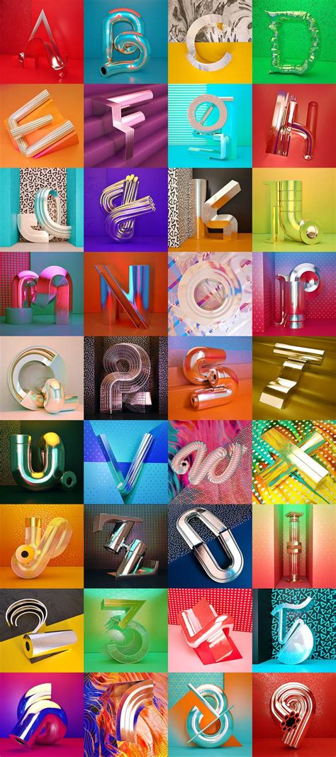 Many Different Types Of 3d Letters And Numbers