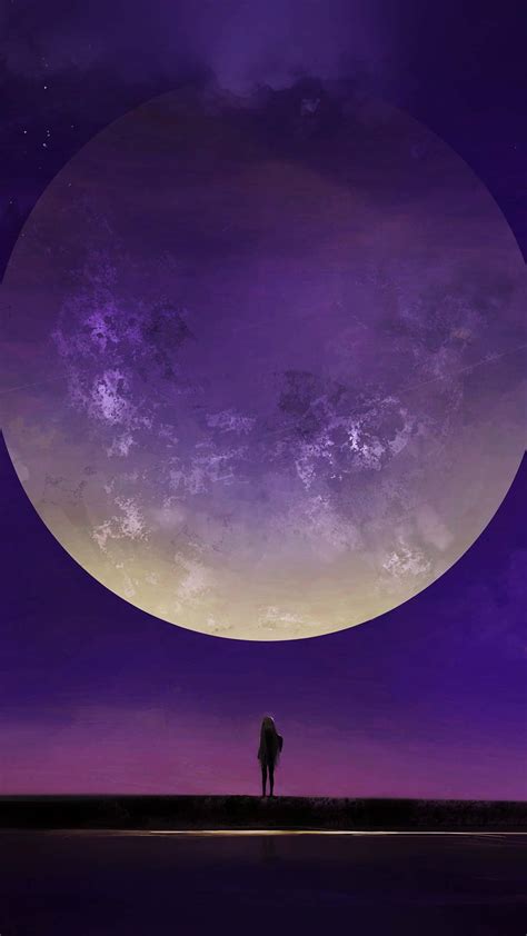 Download Purple Anime Moon Wallpaper