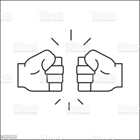 Ilustración De Icono De Línea Two Hands Fist Bump Y Más Vectores Libres De Derechos De Choque De