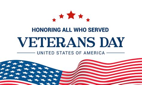 Veterans Day Vector Illustration Honoring All Who Served Usa Flag