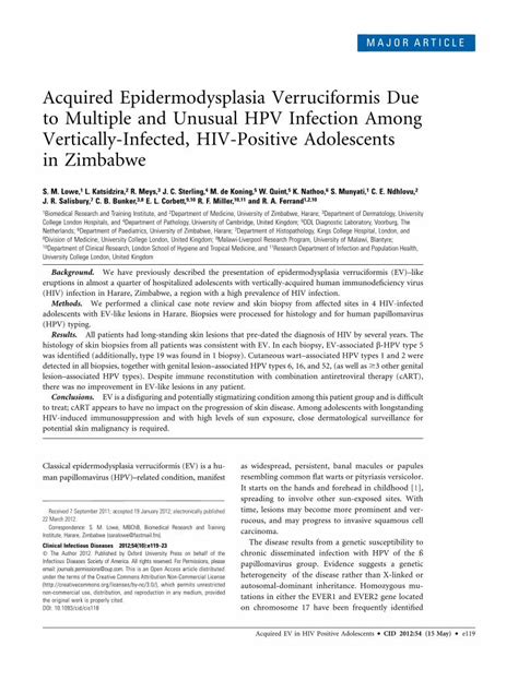 Pdf Acquired Epidermodysplasia Verruciformis Due To Multiple Researchonline Lshtm Ac Uk