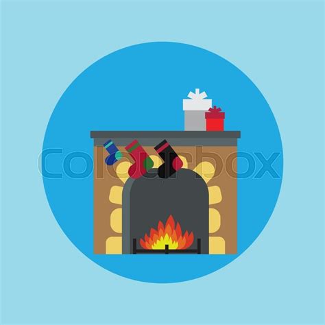 Fireplace Christmas Vector Stock Vector Colourbox