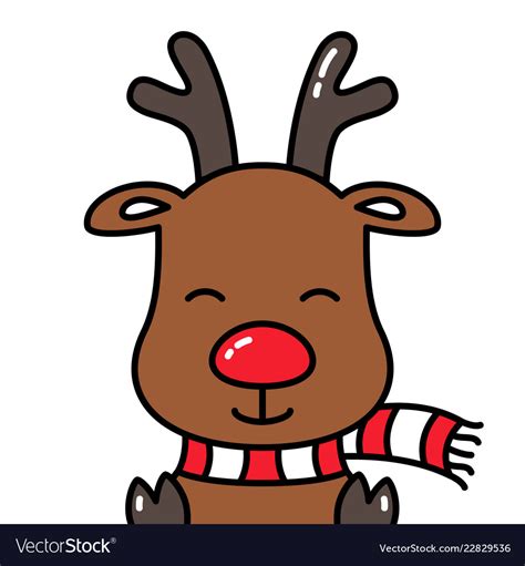 Cute Smiling Reindeer Rudolph Avatar Head Isolated