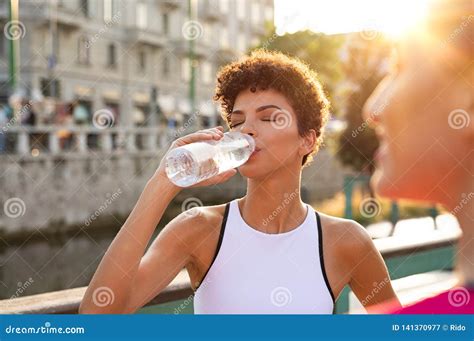 Athletic Woman Drinking Water After Workout Stock Image Image Of