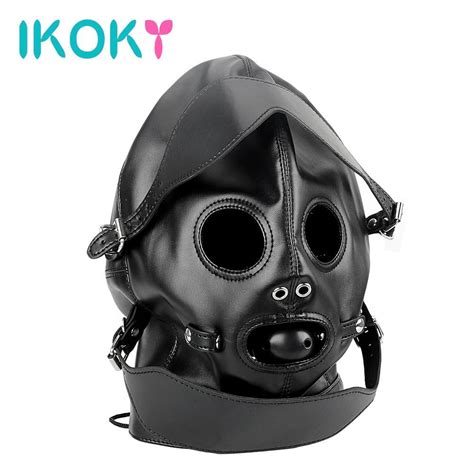 Ikoky Sex Headgear Restraint Hood Mask Sexy Head Mask Fetish Sm Bondage Slave Adult Games Sex