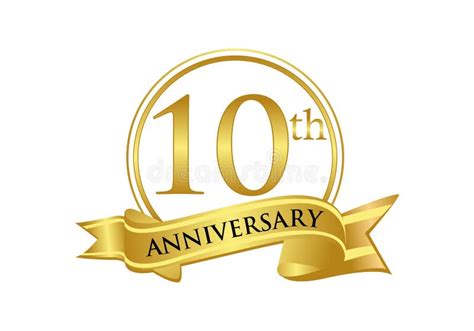 10th Anniversary Celebration Banner Golden Number With Podium
