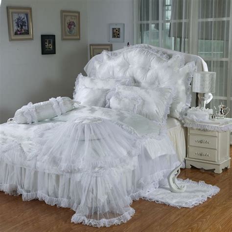 Large size of bedroom queen white bedroom set white solid wood bedroom furniture white queen bedroom.magnolia manor antique white upholstered panel. Luxury White Lace Design Romantic Wedding Themed Noble ...