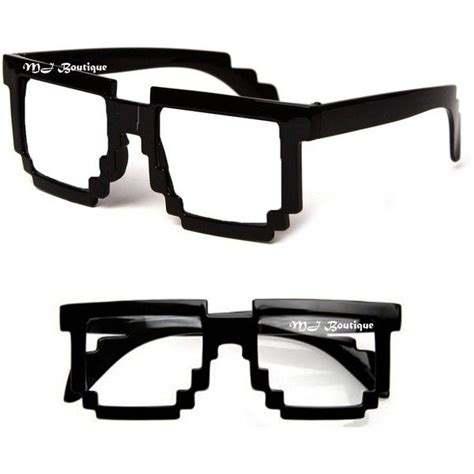 Retro Novelty Nerd Geek Gamer Pixel Glasses Glossy Liked On Polyvore Featuring Accessories