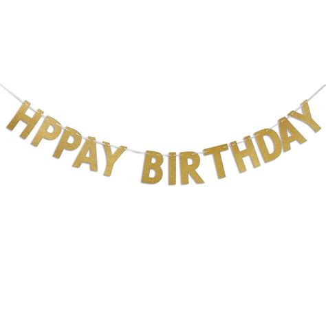 Happy Birthday Banner Chic Glitter Gold Party Decorations