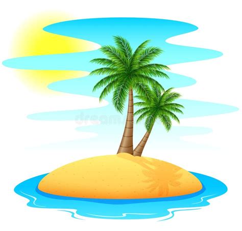 Tropical Island With Palm Trees Stock Vector Illustration Of Desert