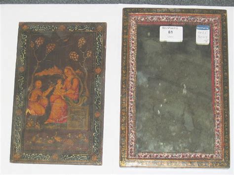 bonhams a qajar lacquer papier mache mirror case persia isfahan dated ah 1272 ad 1855 56