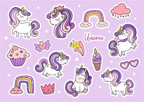 Premium Vector Cute Purple Magical Simple Unicorn Sticker