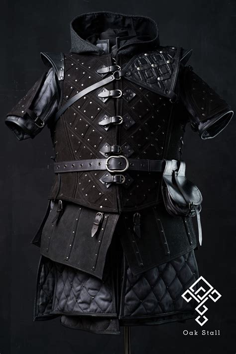 Witcher Inspired Black Leather Hooded Armor Costume Armour Armor