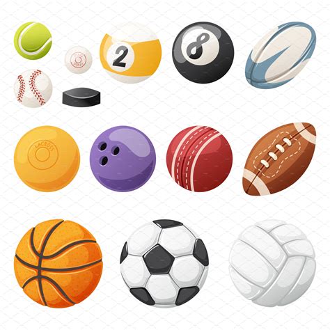 Set Of Sport Balls Isolated Vector Object Illustrations ~ Creative Market