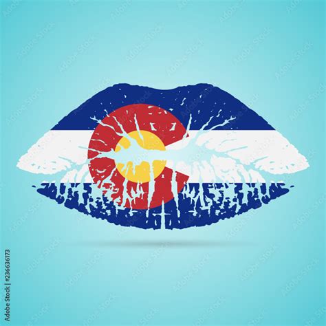 Colorado Flag Lipstick On The Lips Isolated On A White Background