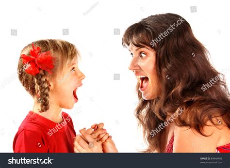 Mother With Daughter Shouting At Each Other Stock Photo 84949492