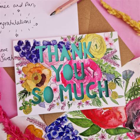 Thank You So Much Paper Cut Card By Miss Bespoke Papercuts