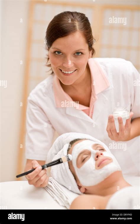 Facial Mask Woman At Beauty Salon Stock Photo Alamy