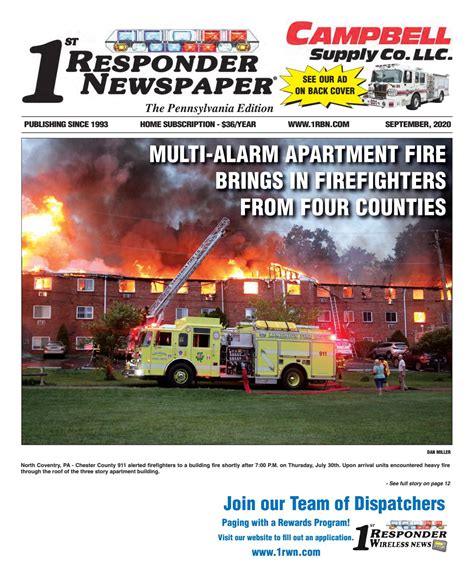 1st Responder News Pa September Edition By Belsito Communications Inc