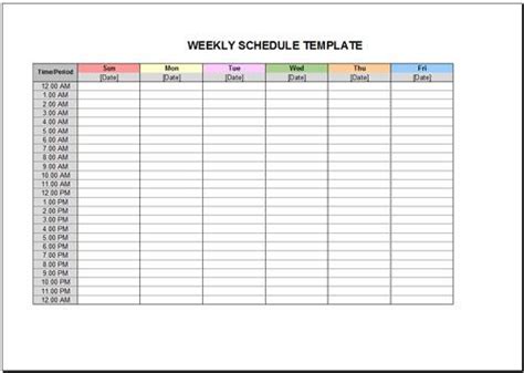 weekly schedule templates  excel savvy