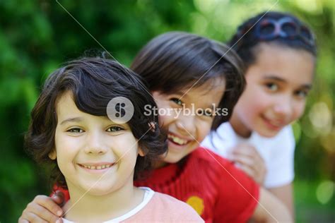 Group Of Happy Children Outside Royalty Free Stock Image Storyblocks