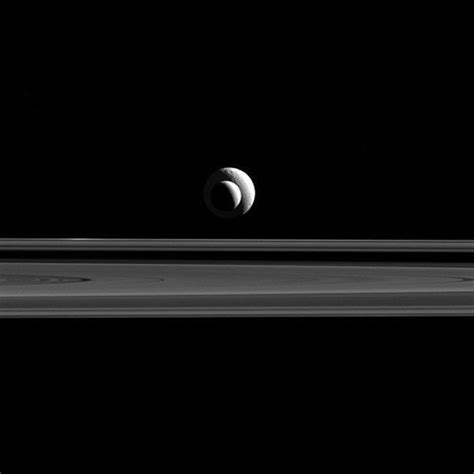 Saturns Moons Enceladus And Tethys Giving Perspective Nasa Saturns