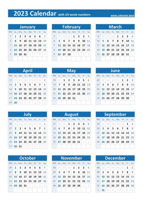 2023 Calendar With Week Numbers Us And Iso Week Numbers