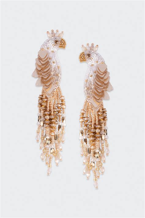Gold Peacock Earrings Olivia Dar