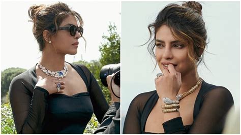 priyanka chopra shines in a black bodycon dress and messy hairdo for new shoot fashion trends