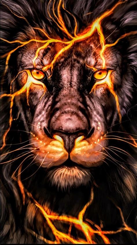 Lion Leo Fire Flame Digital Artwork Fond Ecran Animaux Art Des