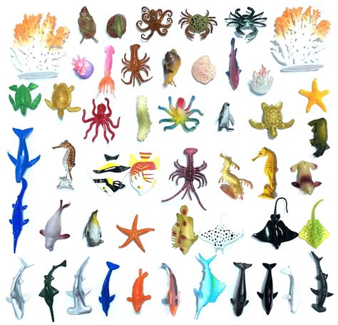 Buy 50 Pack Assorted Mini Vinyl Plastic Ocean Sea Animal Figures Toy