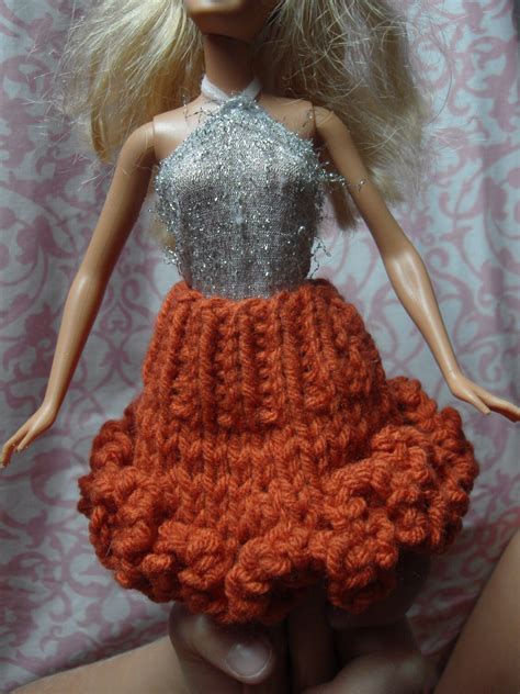 Hand Knitted Barbie Clothes Knit Ruffle Skirt