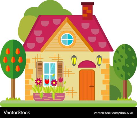 Cute Colorful House Royalty Free Vector Image Vectorstock