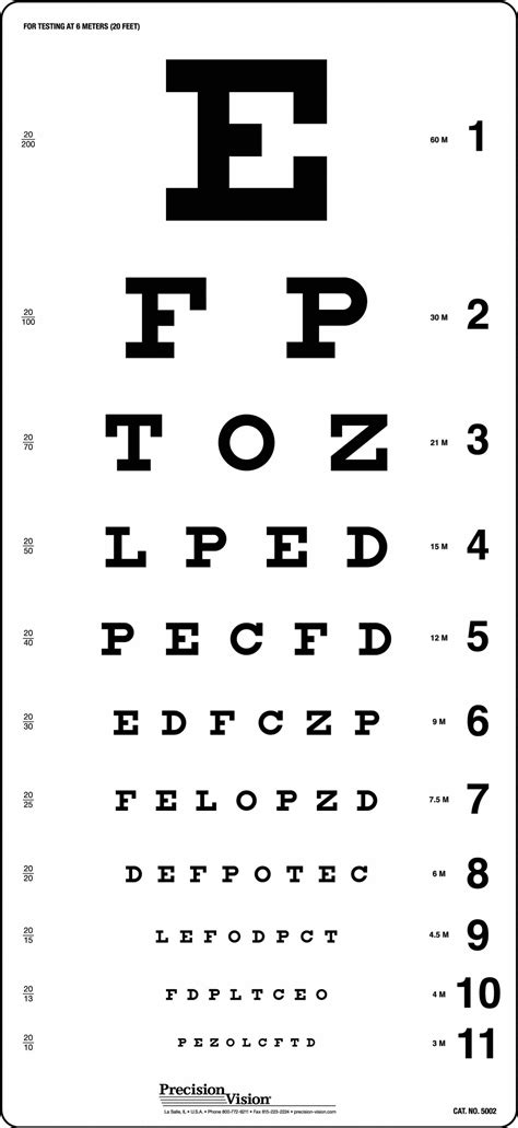 Printable Snellen Charts Activity Eyesight Test For Learning To