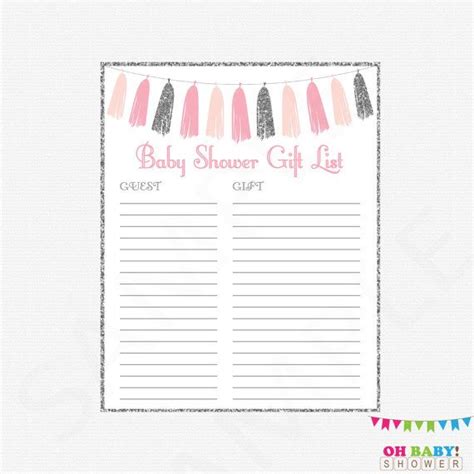 You may also make use of hardwood. Pink and Silver Baby Shower Gift List, Printable Gift List, Girl Baby Shower, Baby Shower List ...