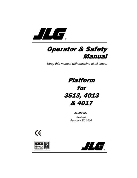 Jlg 4017 Platform Operator Manual User Manual 64 Pages Also For