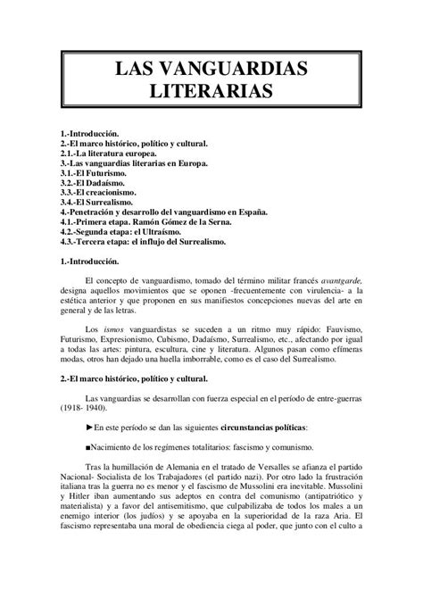 Las Vanguardias Literarias Literario Literatura Española Literatura