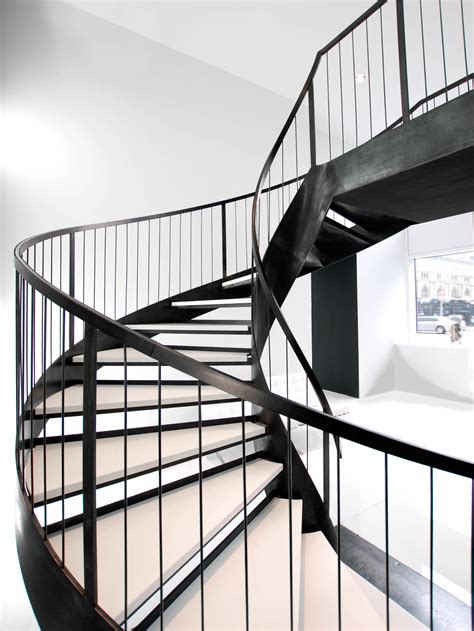 Blackened Steel Helix Staircase — Custom Metal Fabrication In Brooklyn Nyc