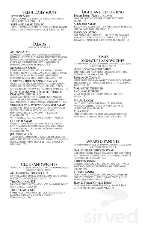 Lumes Brunch Cafe Menu In Willowbrook Illinois Usa