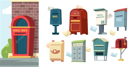 Premium Vector Postal Containers Mailboxes With Letters Envelope