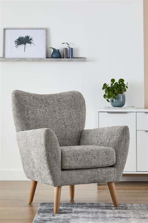 Next Wilson Accent Chair With Natural Legs Grey Occasional Chairs